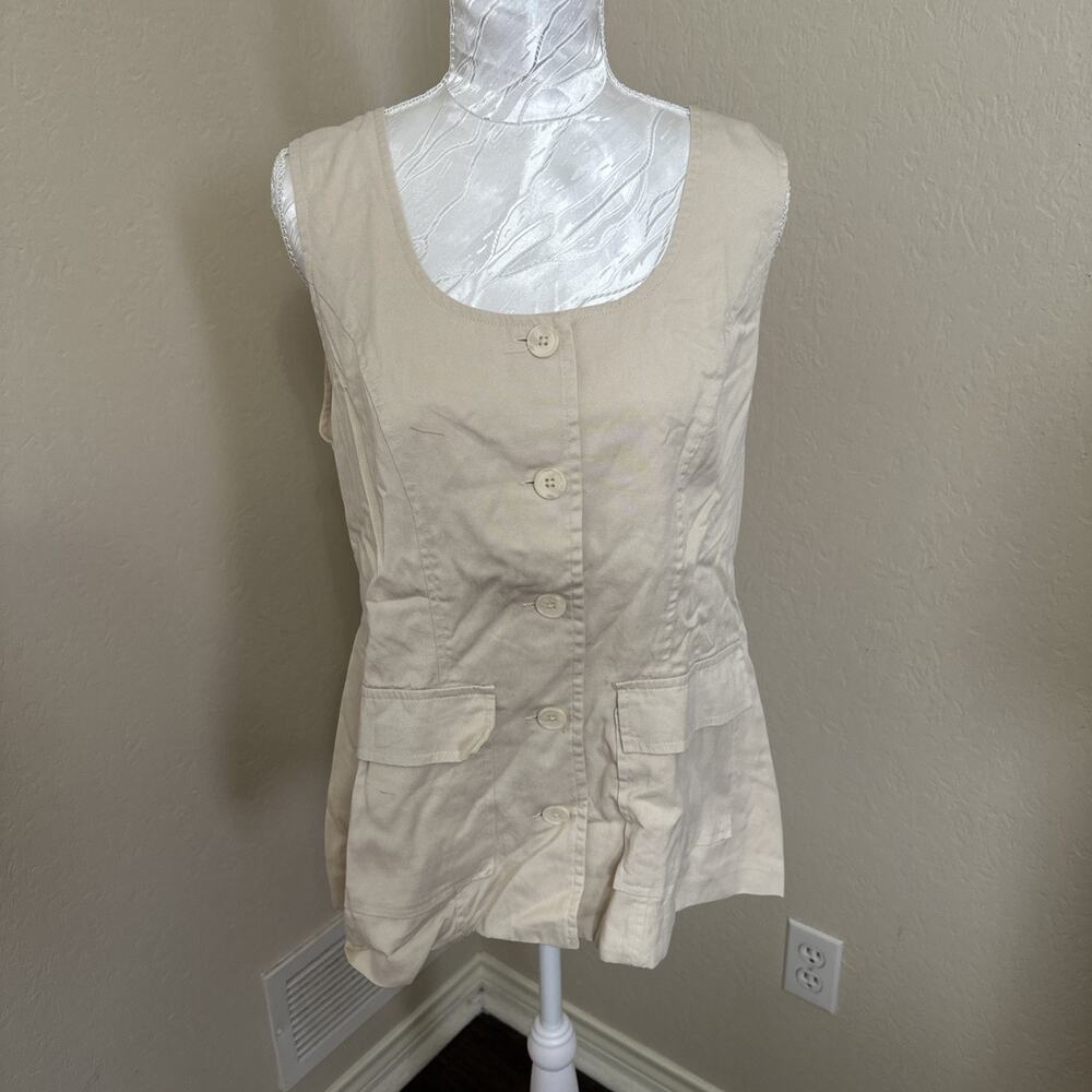 Universal‎ Thread Woven Button Up Vest Women’s Large Cream